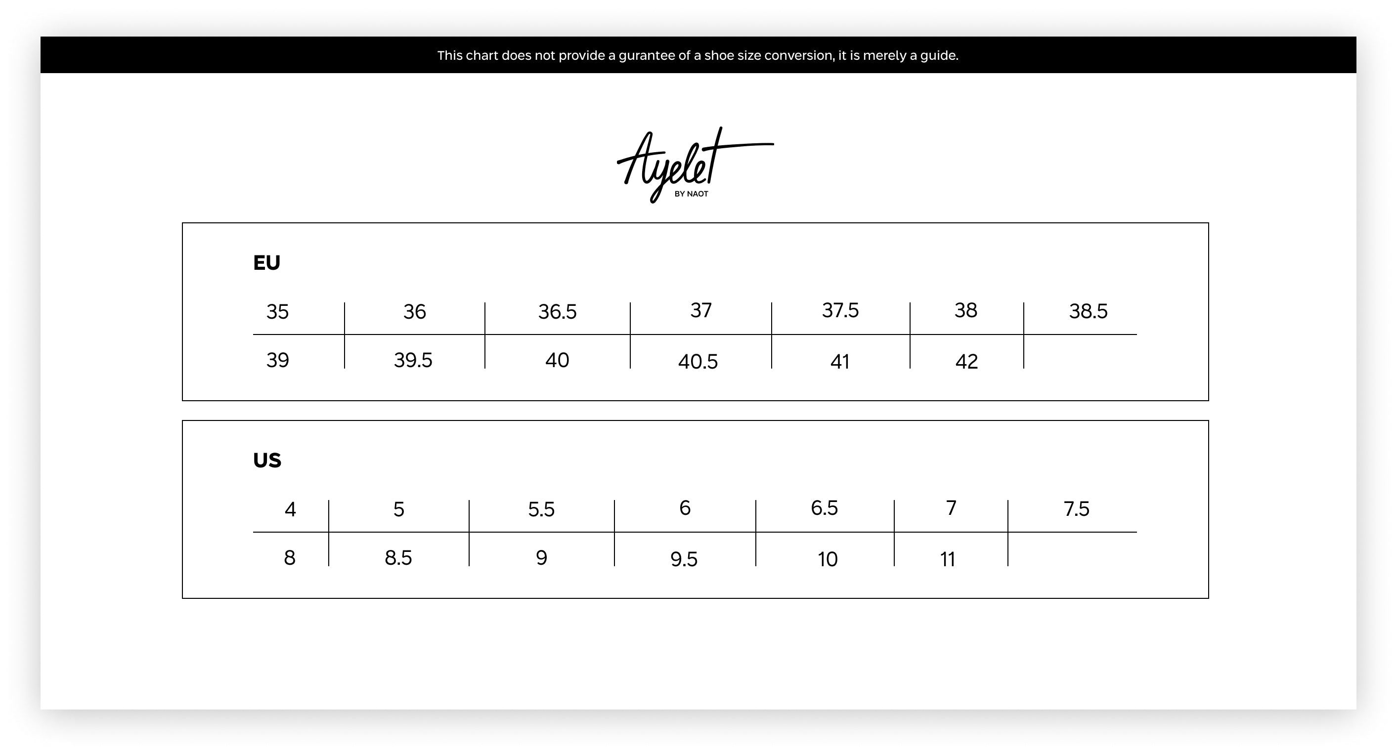 Size Guide Ayelet By Naot